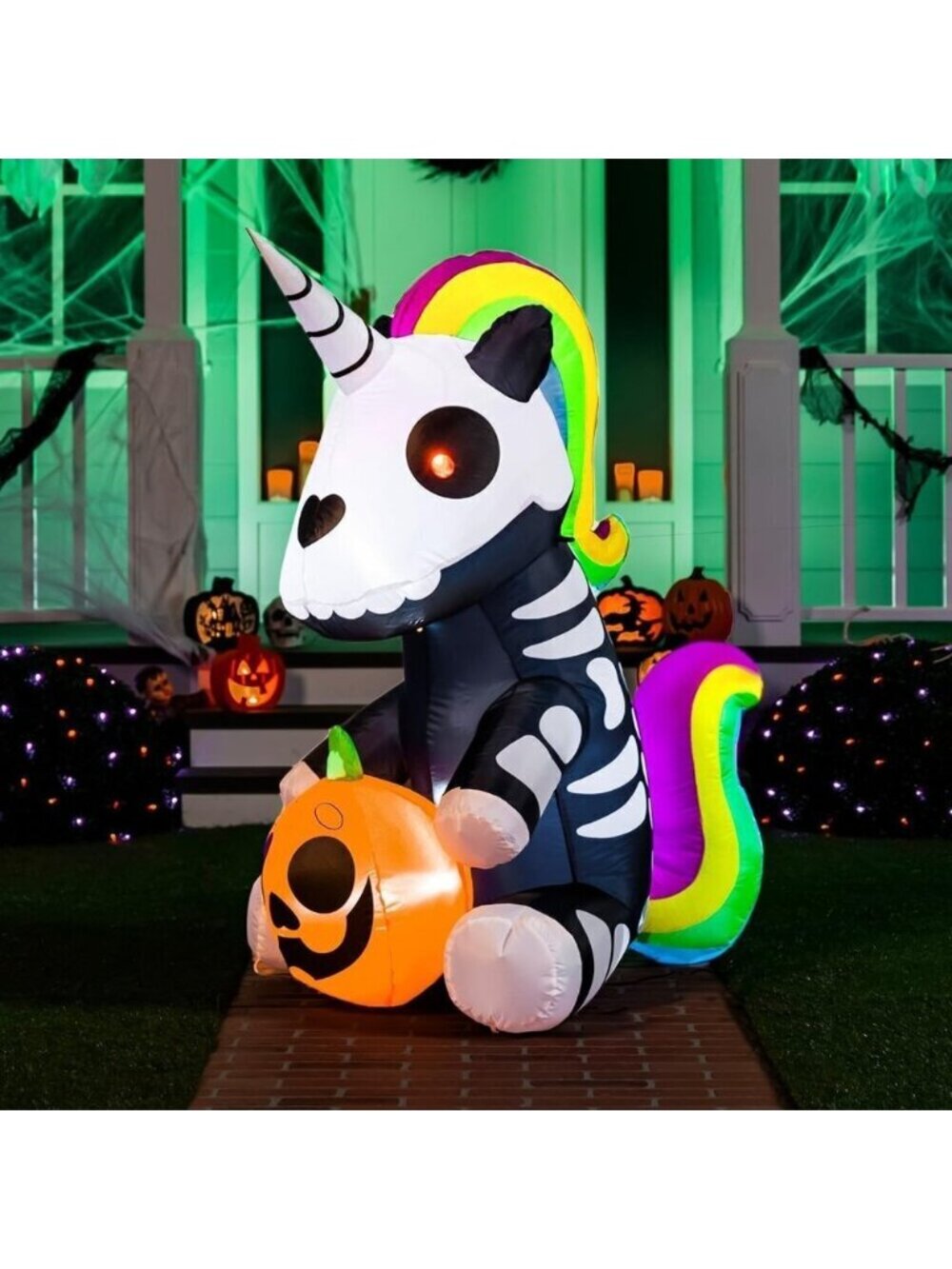 Joiedomi 5 FT Halloween Inflatables Skeleton Decor Outdoor Skeleton Unicorn